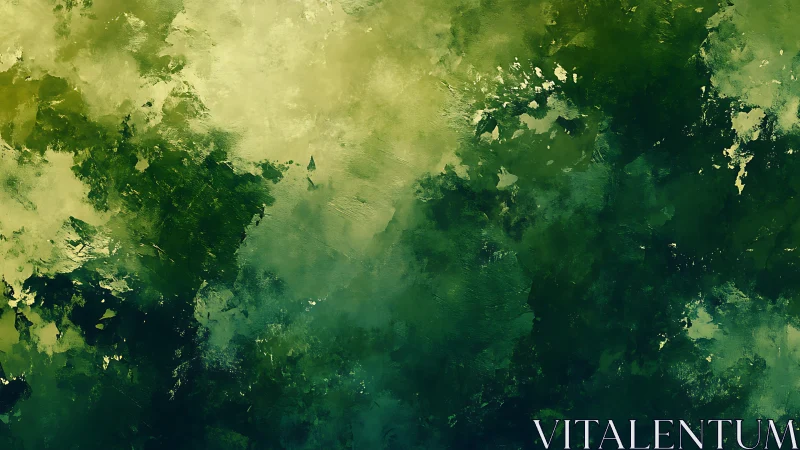 Soft forest daydream in drifting greens and golden light.