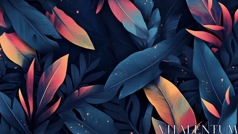 Abstract tropical foliage with dual-tone gradient leaves.