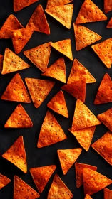 Crispy cheese tortilla chips scattered in cozy snack chaos.