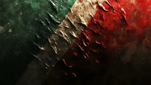 Rugged tricolor texture tells a dramatic story in paint