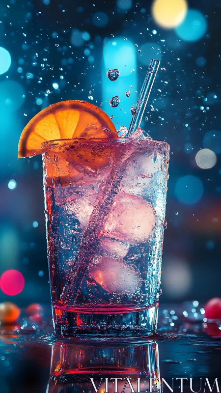 Luminous Cocktail with Orange Citrus Garnish.