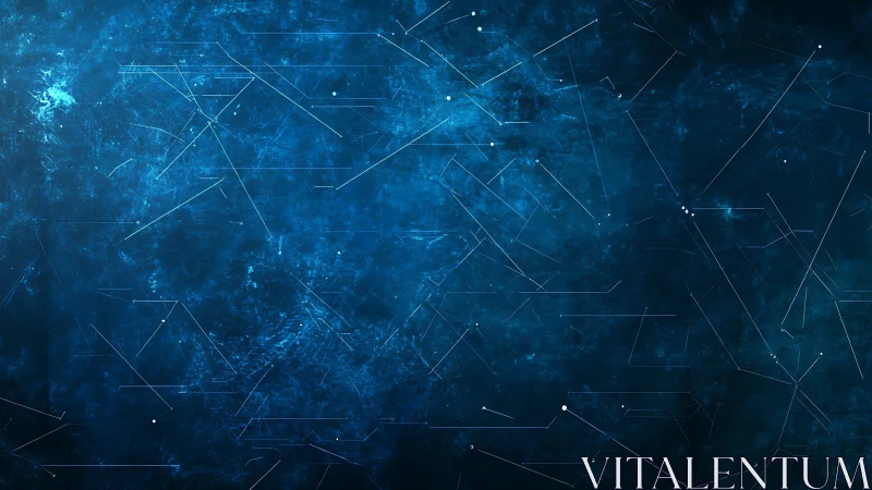 Deep cyan nebula matrix with fine linear constellations network