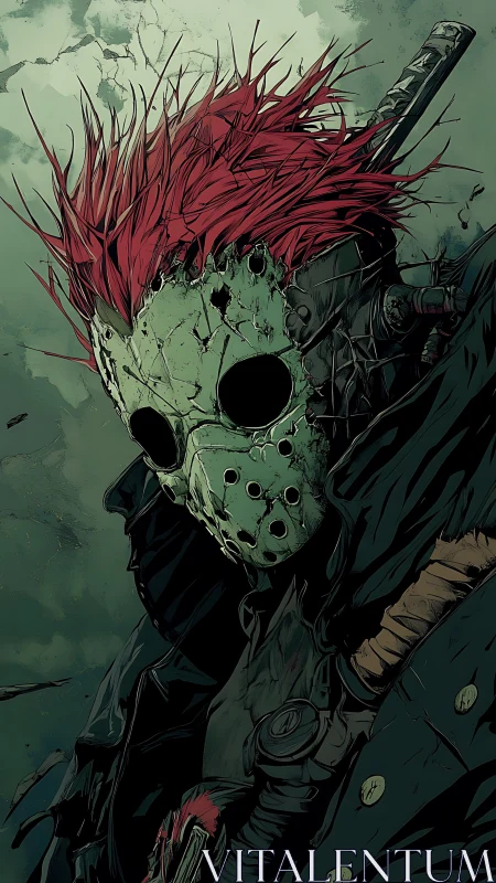 Post-apocalyptic masked enforcer in dynamic comic linework.