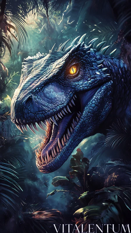 Midnight jungle raptor with molten-gold hunter’s gaze.