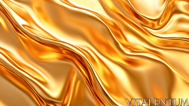 Shimmering Gold Liquid Waves Abstract Digital Art Background.