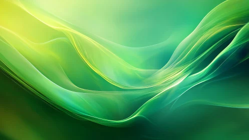 Layered translucent waveforms render luminous green gradients