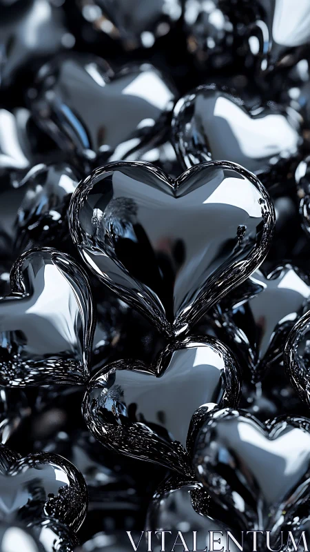 Glossy Glass Hearts in Monochromatic Arrangement