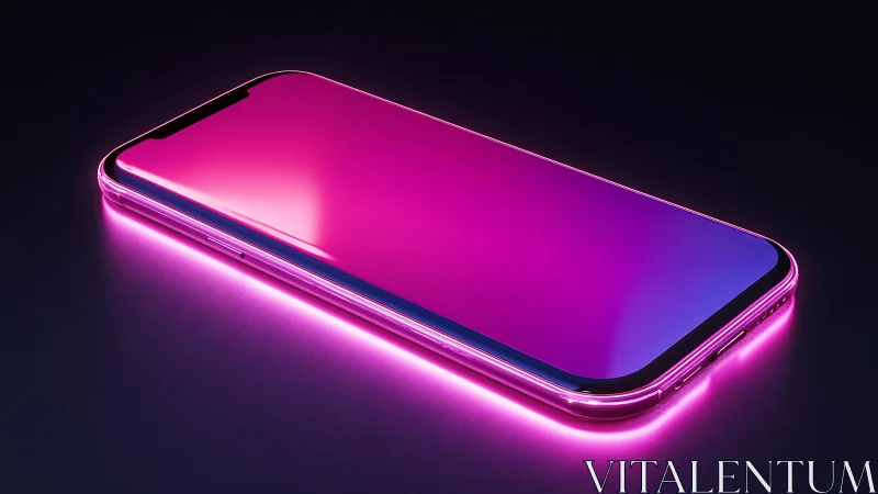 Neon-Edged Smartphone with Gradient Display Against Dark
