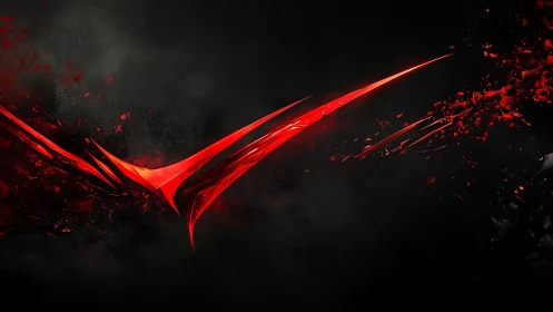 Aggressive red energy streaks carve dynamic arcs through shadowed void