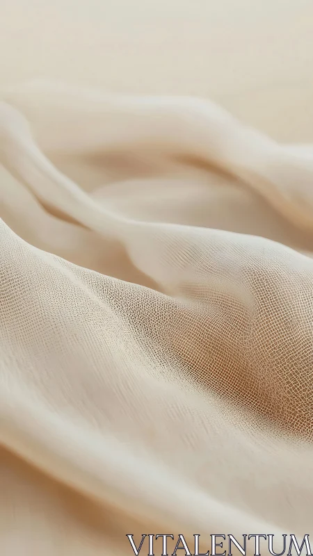 Sheer beige fabric folds with soft macro depth and light.