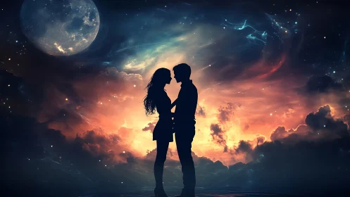Two Souls Unite Under Moonlight and Cosmic Wonder
