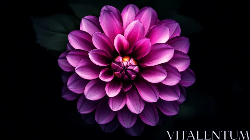 Magenta Dahlia Bloom Against Dark Background