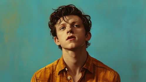 Digital portrait of pensive young man under soft frontal lighting