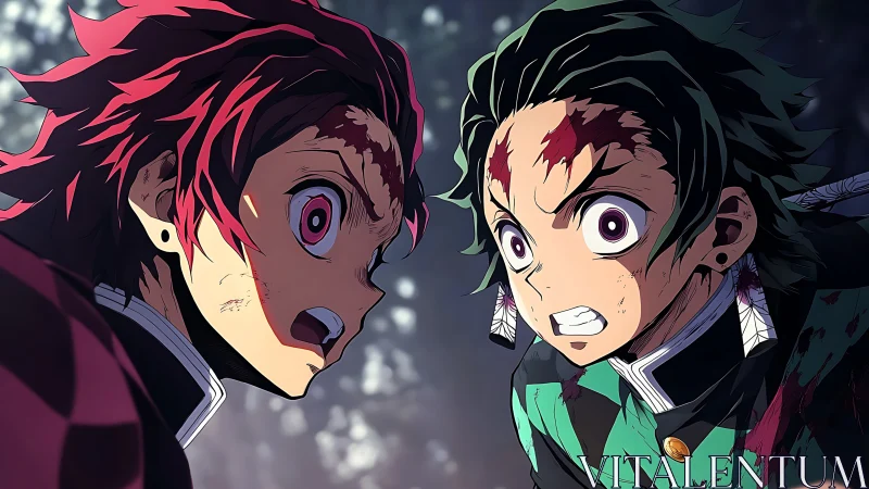 Battle-scarred twins hurl fierce vows in forest twilight