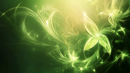 Luminous fractal foliage with ethereal light gradients composition.