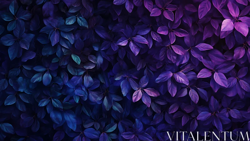 Bioluminescent foliage gradient in deep blue to violet tones