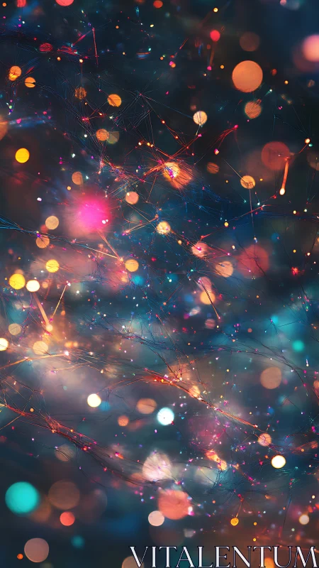 Neural network style light strands form layered bokeh field