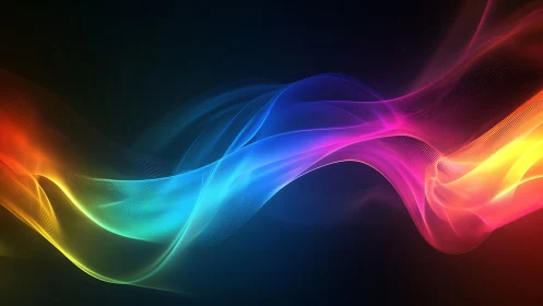 Vibrant neon light waves flow across a deep cosmic backdrop