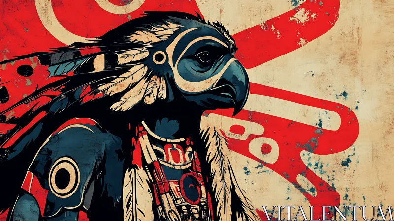 Bird-headed warrior portrait combines tribal and graphic forms