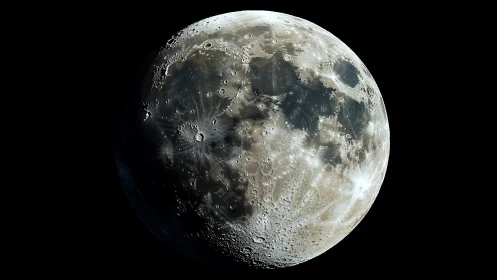 Moonlit craters and cosmic scars in soothing close view.