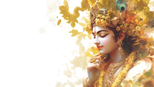 Divine figure in florid profile with luminous gold palette.