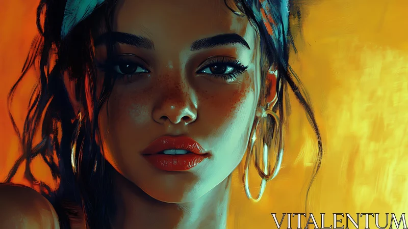 Digital painting portrait with warm cinematic lighting focus.