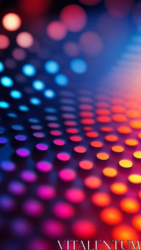 Neon bokeh dots forming vibrant wave of digital light.