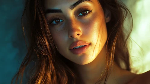 Sunlit close-up portrait with cinematic color contrast glow.