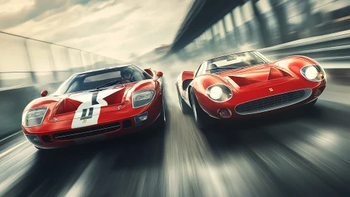 Twin red race legends surge forward in a thrilling rivalry