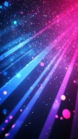 Colorful diagonal light beams cross dark space background