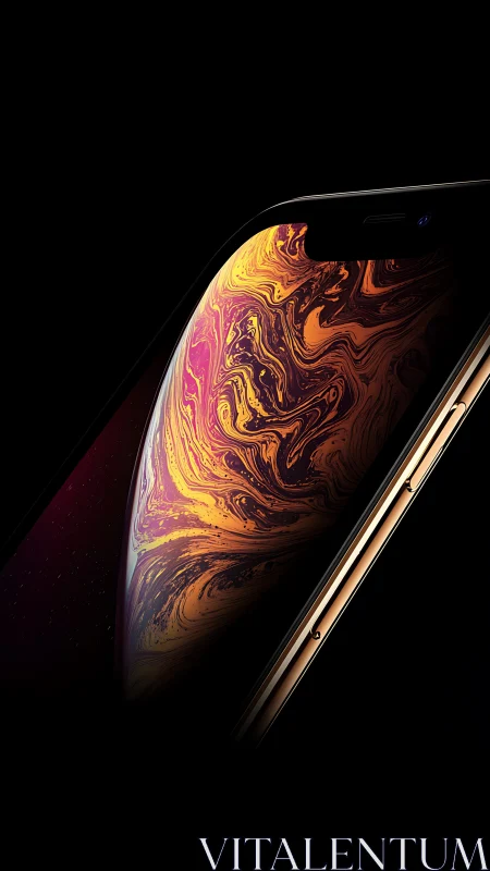 Liquid gold symphony swirls across curved glass screen
