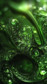 Emerald fractal vortex forms luminous swirling organic tunnel