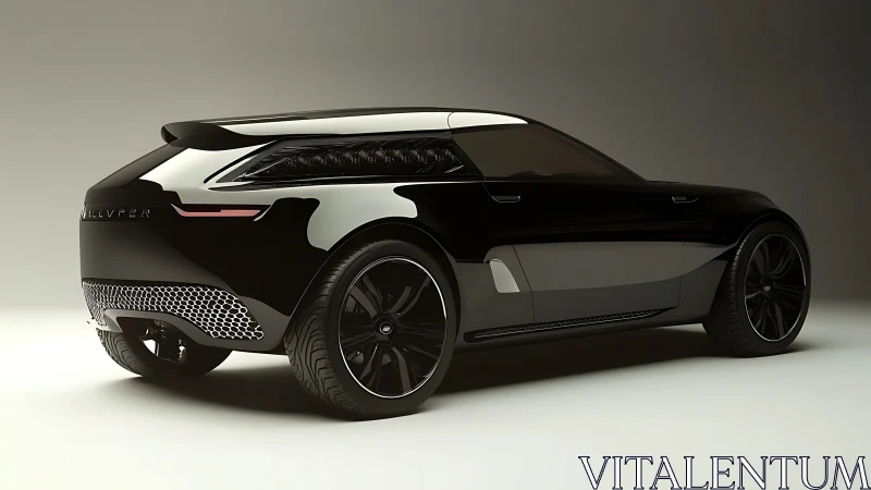 Futuristic black electric shooting brake concept in studio light