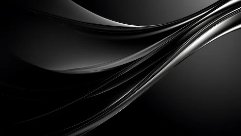 Curved black and metallic abstract lines on dark surface.