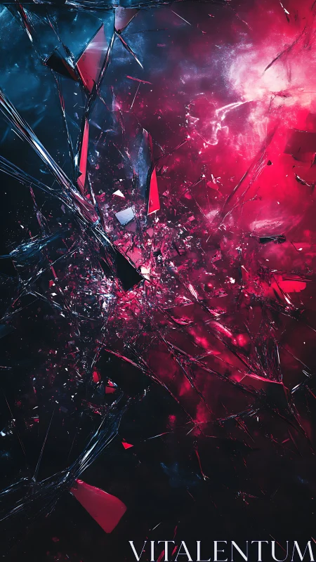 Shattered starlight in neon storms of red and blue space.