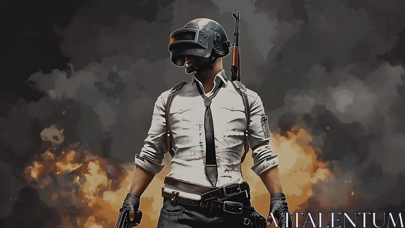 Battle royale soldier in stylized digital combat portrait.