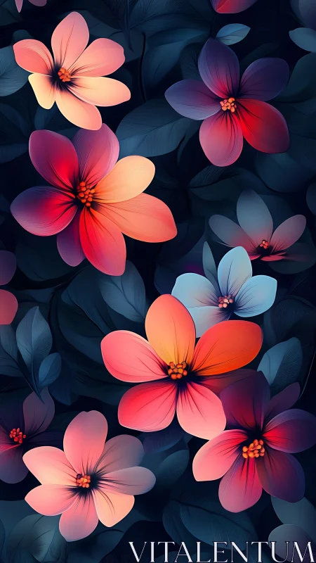 Gradient Flowers Digital Composition Dark Background