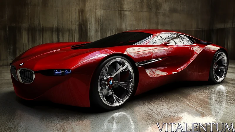 Sleek red BMW concept car glows with modern sports energy