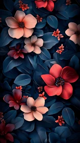 Coral Blooms Dance Through Midnight Garden's Shadowed Depths