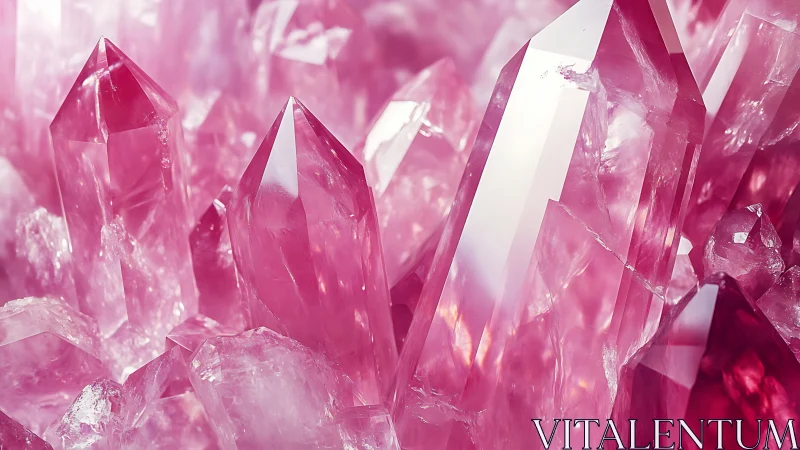 Luminous pink crystal cluster glowing with gentle warmth.