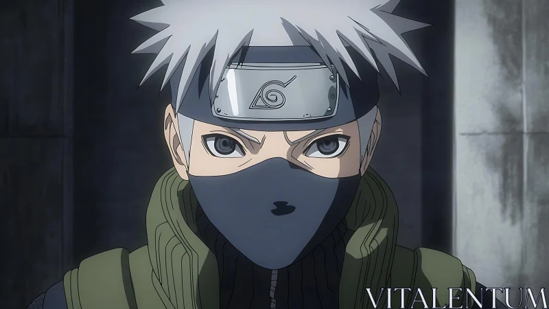 Silver-haired masked ninja studies the silence between shadows