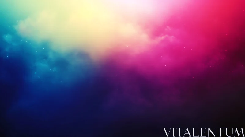 Soft rainbow nebula glow drifting through quiet night skies.