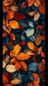 Autumn foliage contrasts against deep teal forest floor.