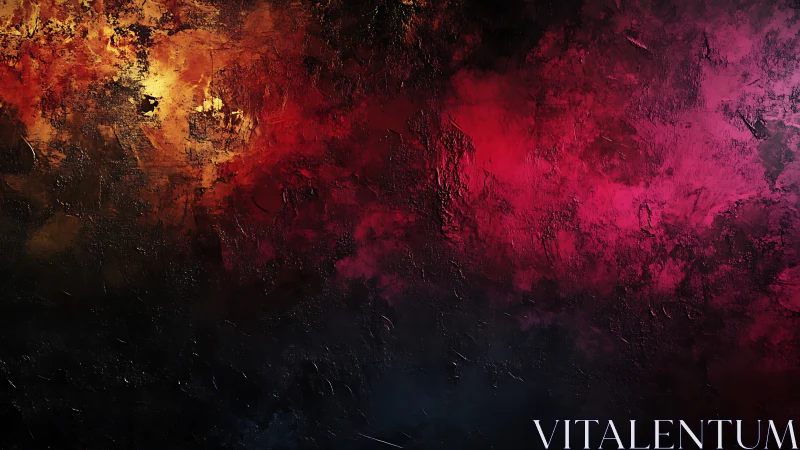 Molten crimson horizon against textured shadowed void.