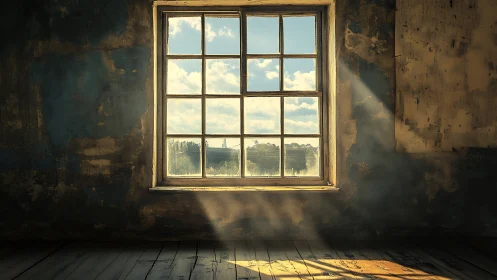 Sunlit window pours quiet hope into a forgotten room.