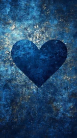 Weathered Heart Symbol Against Distressed Blue Textured Surface.