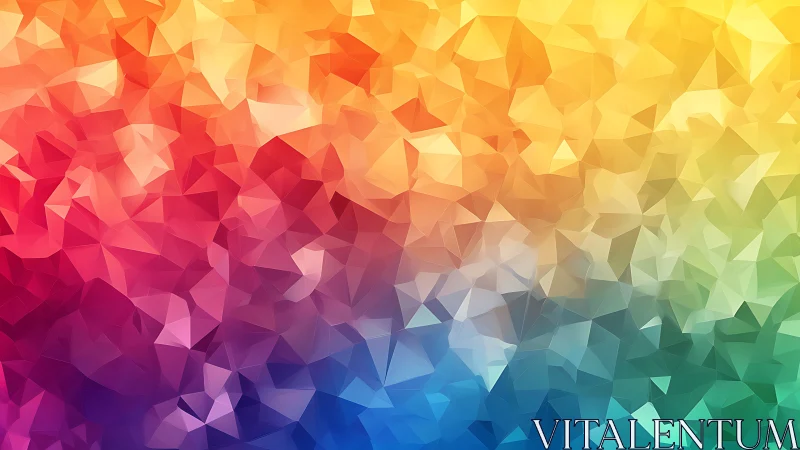 Polygonal chromatic gradient field with faceted low poly geometry.