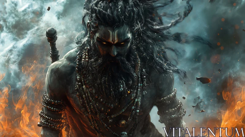 Stormforged ascetic strides through wrath and sacred fire.