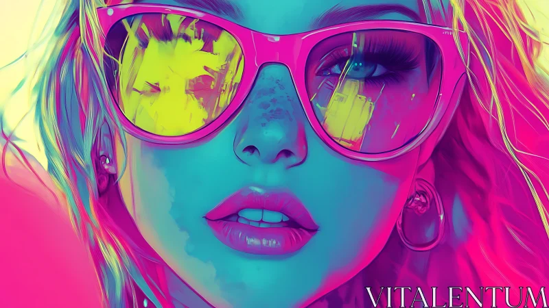 Neon daydream girl in bold pink and electric teal glow.