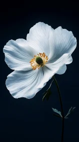 White Cosmos Bloom Against Midnight Background.